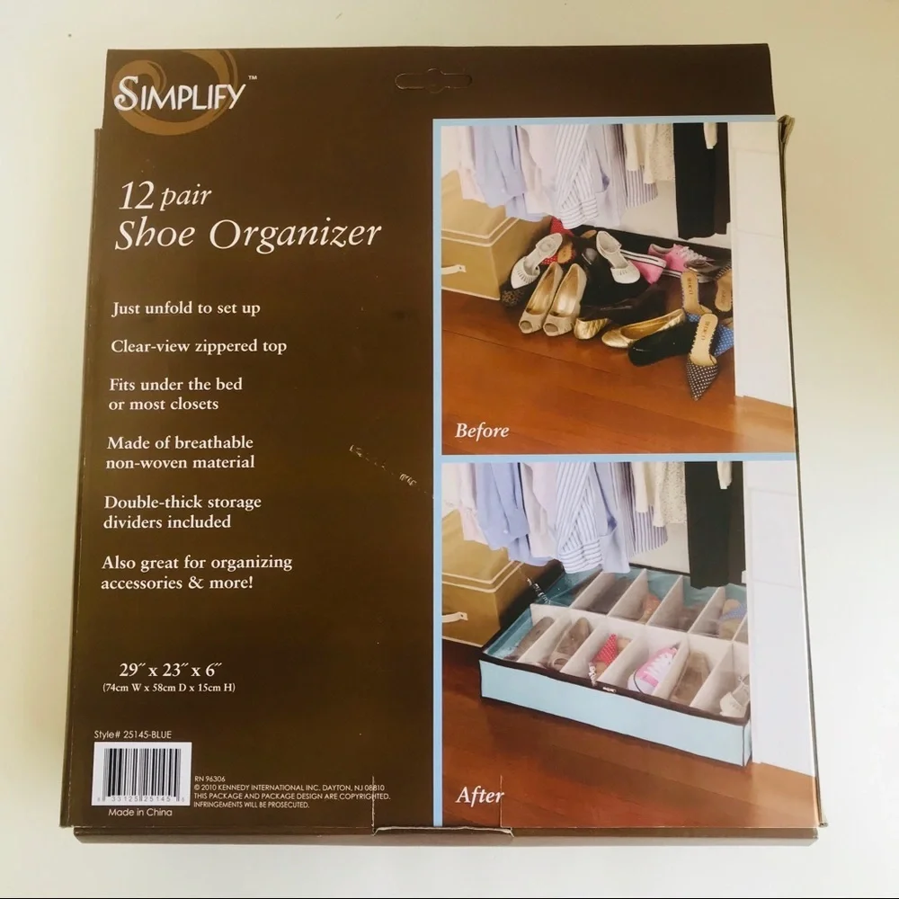 NWT Simplify 12 pairs Shoe Organizer Under the bed